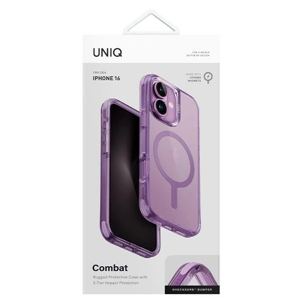 Etui UNIQ Combat iPhone 16 6.1" Magclick Charging różowy/grape pink