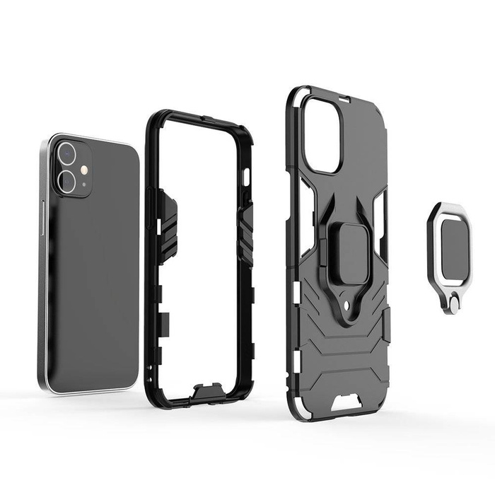 Ring Armor Case Kickstand Tough Rugged Cover for iPhone 12 mini blue