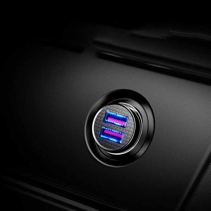 Baseus Circular Universal Smart Car Charger 2x USB QC3.0 Quick Charge 3.0 SCP AFC 30W black (CCALL-YD01)