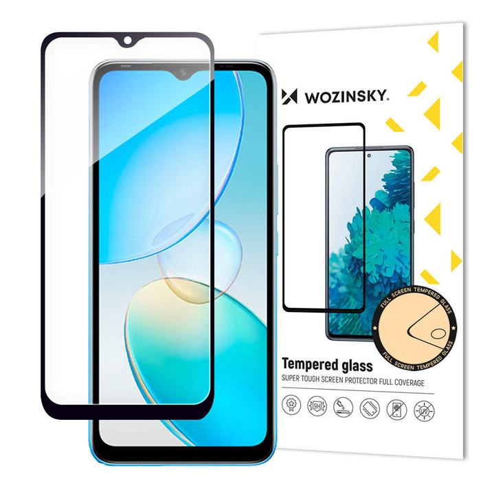 Wozinsky Full Glue Infinix Hot 12i celoobrazovkové tvrzené sklo s černým rámem (vhodné pro pouzdro)