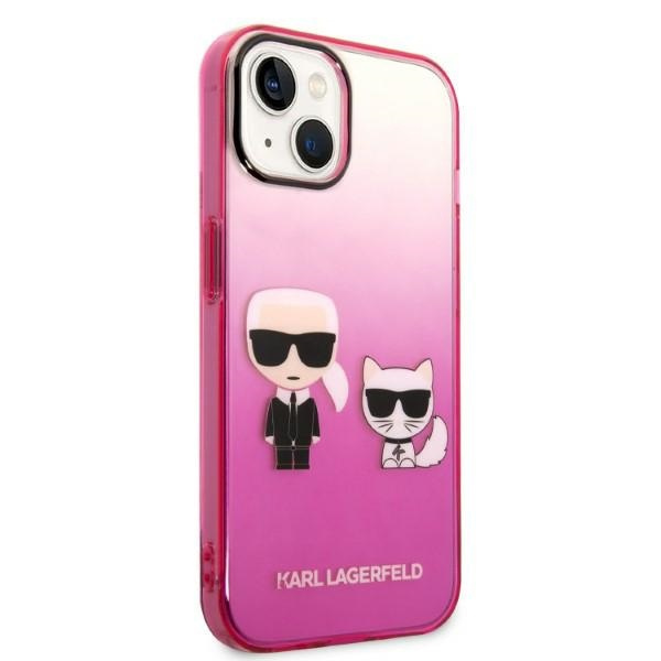 Karl Lagerfeld KLHCP14MTGKCP iPhone 14 Plus 6,7" hartcase rosa/rosa Farbverlauf Ikonik Karl & Choupette