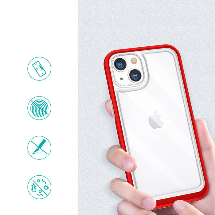 Cover trasparente 3in1 per iPhone 13 mini cover in gel con cornice rossa