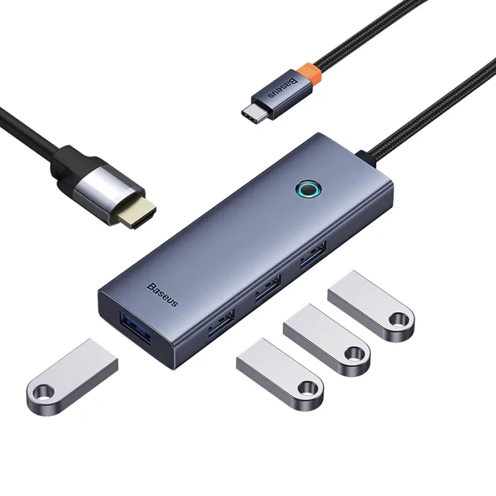 Hub 5w1 Baseus UltraJoy 5-Port (1xHDMI4K@30Hz + 4xUSB 3.0) Szary