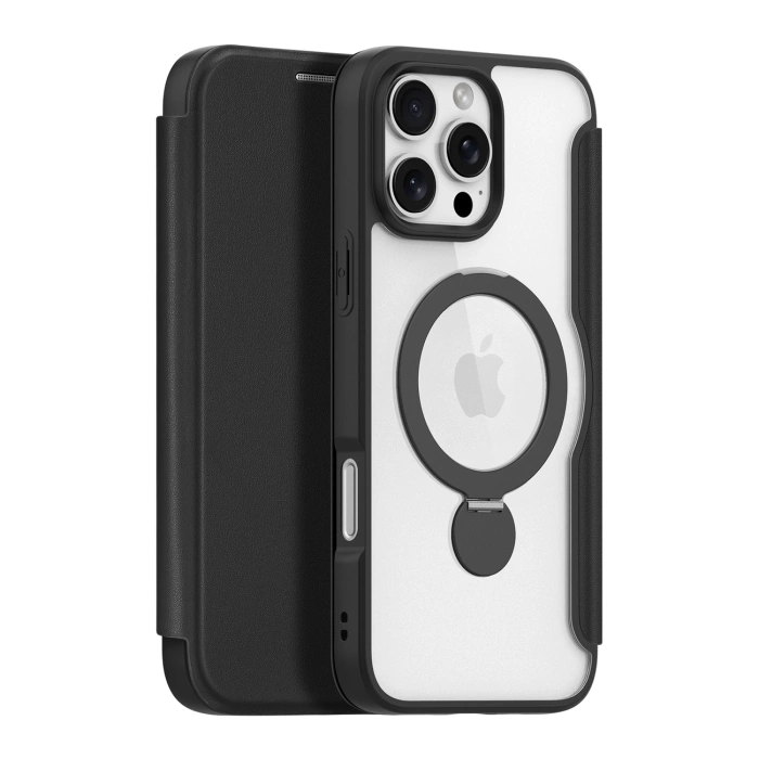 Dux Ducis Skin X Pro Hülle für iPhone 16 Pro mit MagSafe, Flip und Stand – Schwarz