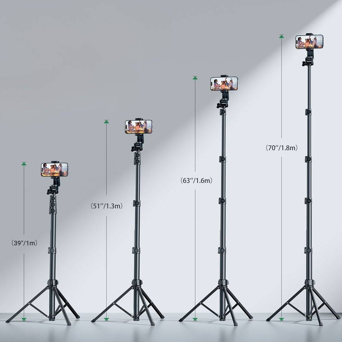 Stick à selfie Ugreen LP680 avec support et télécommande Bluetooth de 1,8 m - noir