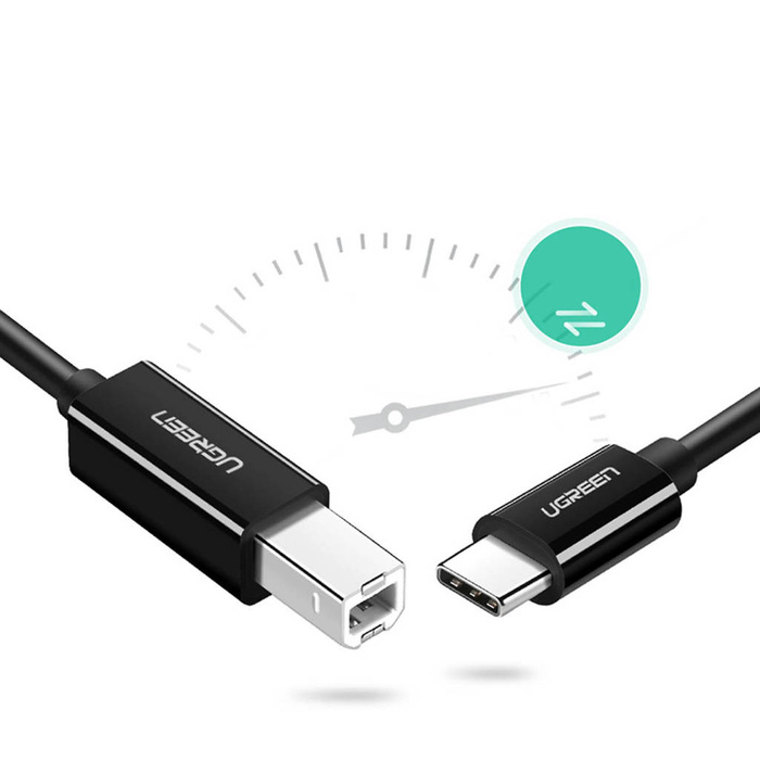 Ugreen kabel tiskárny USB-C - USB-B 480 Mb/s 2m černý (US241)