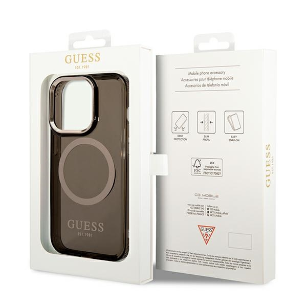 Guess GUHMP14LHTCMK iPhone 14 Pro 6.1" schwarz/schwarz hart case Gold Outline Translucent MagSafe