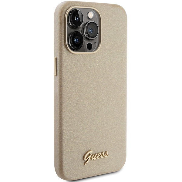 Guess GUHCP15XPGMCSD iPhone 15 Pro Max 6,7" gold/hellgold hartcase Glitter Glossy Script