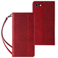 Custodia con cinturino magnetico Custodia per iPhone SE 2022 / SE 2020 / iPhone 8 / iPhone 7 Custodia Portafoglio + Mini ciondolo con cordino Rosso