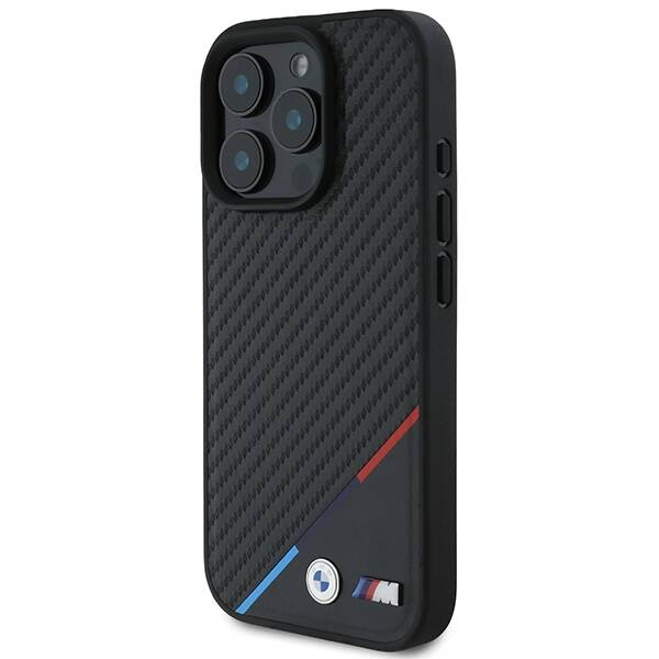 Cover BMW iPhone 16 Pro 6,3" nero/nero durocase M Carbon Tricolor Line MagSafe