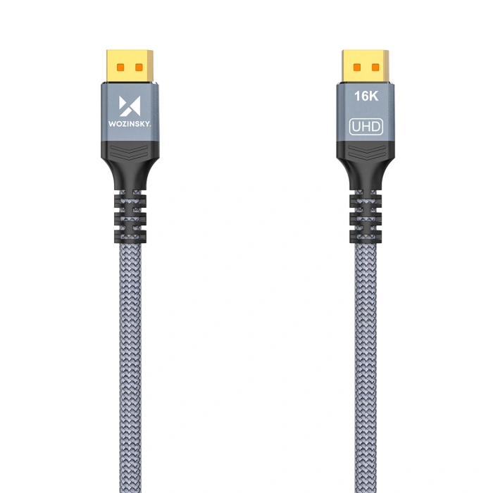 Kabel Wozinsky WPS-16AYL3S DisplayPort 2.1 Certyfikowany VESA 80 Gb/s 16K@60Hz 8K@120Hz 4K@240Hz HDR HDCP DSC 3m - czarny