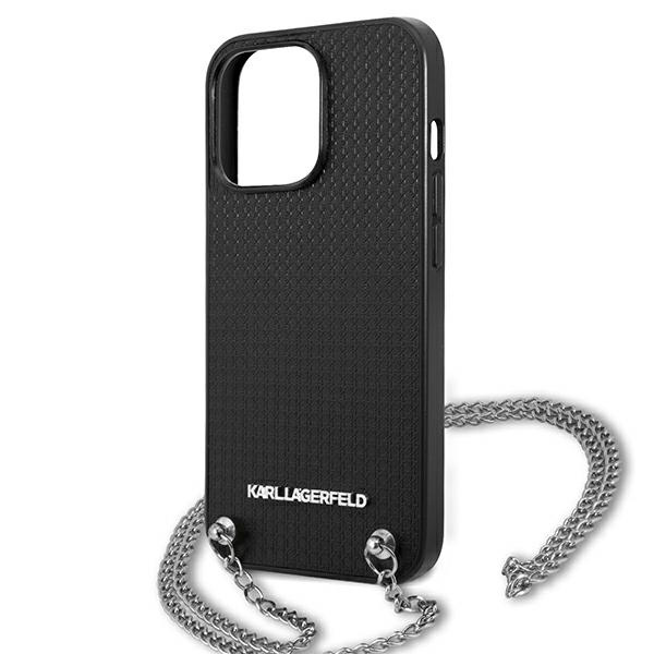 Karl Lagerfeld KLHCP13XPMK iPhone 13 Pro Max 6.7" hardcase black/black Leather Textured and Chain