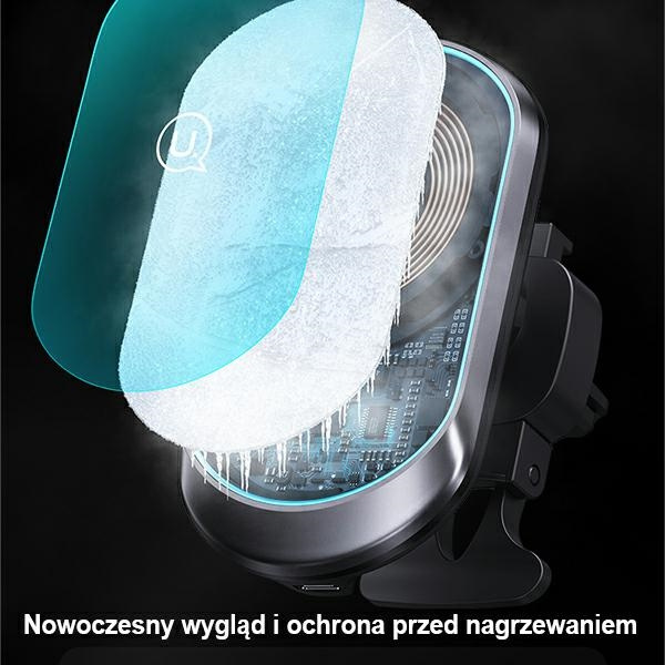 USAMS Magnet net ständer induktives Wireless Charging 15W für Lüftungsgitter schwarz/schwarz CD182ZJ01 (US-CD182)