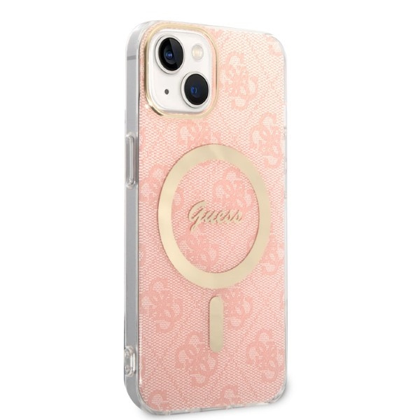 Kit Hülle Guess Case+ Ladegerät iPhone 14 Plus 6,7" rosa/rosa hart case 4G Print MagSafe