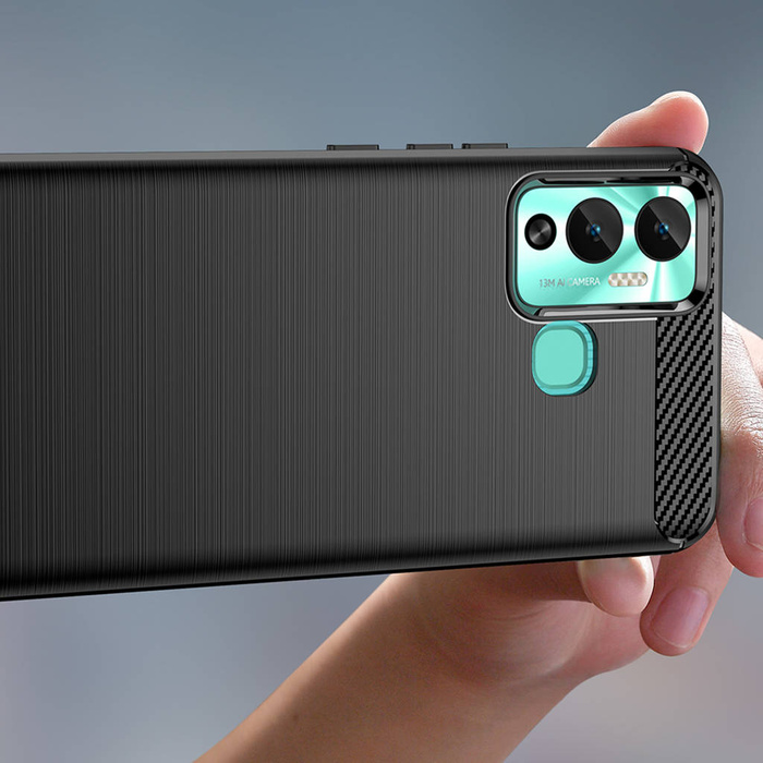 Carbon Case Hülle für Infinix Hot 12 Play NFC / Hot 12 Play flexible Silikon-Carbon-Hülle schwarz