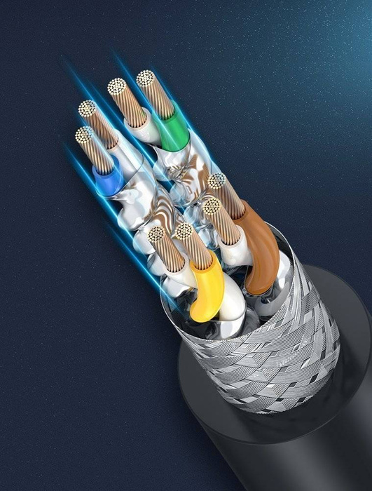 Ugreen kabel internetový síťový kabel Ethernet patchcord RJ45 Cat 8 T568B 2m černý (70329)