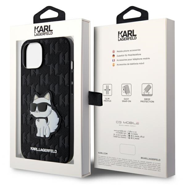 Hülle Karl Lagerfeld KLHCP14MSAKHPCK iPhone 14 Plus 6,7" schwarz/schwarz Saffiano Monogram Choupette Case
