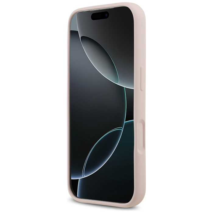 Etui Guess Silicone Script Metal Logo    MagSafe do iPhone 17 Pro różowy