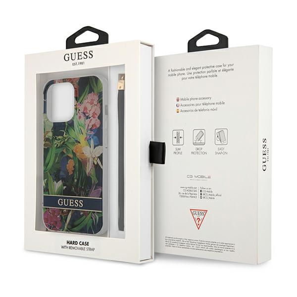 Case GUESS Apple iPhone 13 Pro Max Flower Strap Blue Hardcase