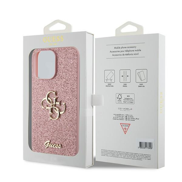 Guess GUHCP15LHG4SGP iPhone 15 Pro 6.1" rosa/rosa durocase Glitter Script Big 4G