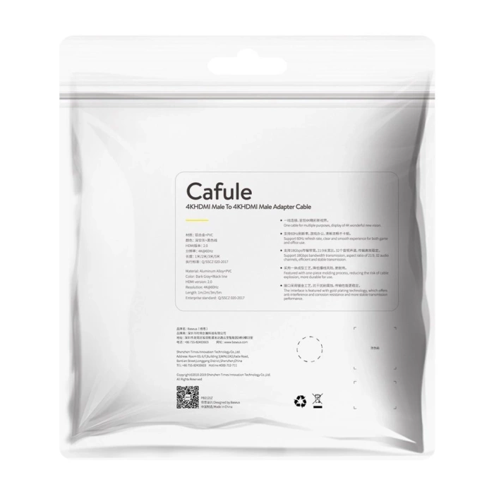 Baseus Cafule HDMI / HDMI 2.0 4K 60 Hz 3D 18 Gbit/s Kabel 2 m – Schwarz