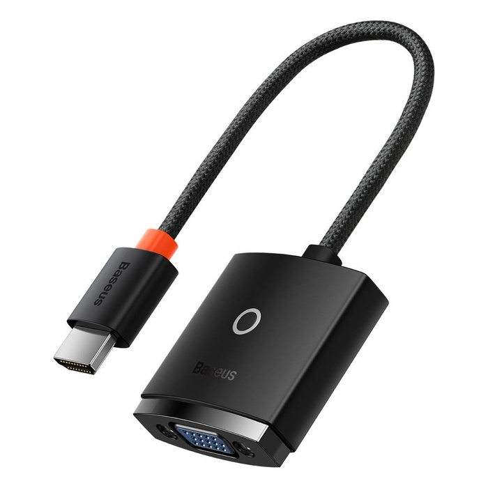 Adaptador de enchufe Baseus Lite Series HDMI a VGA + mini jack 3.5mm / fuente de alimentación micro USB negro (WKQX010101)