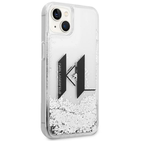 Case Karl Lagerfeld iPhone 14 6.1" silver/silver hardcase Liquid Glitter Big KL