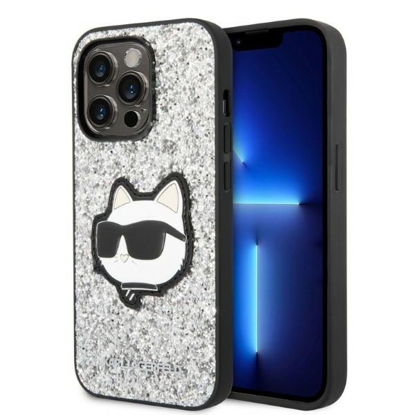 Karl Lagerfeld KLHCP14XG2CPS iPhone 14 Pro Max 6,7" stříbrná/stříbrná hardcase Glitter Choupette Patch