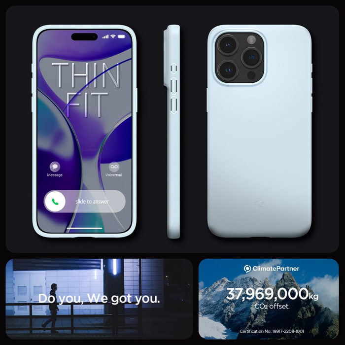 Hülle Spigen Thin Fit iPhone 15 Pro Max Dämpfer Blau Case