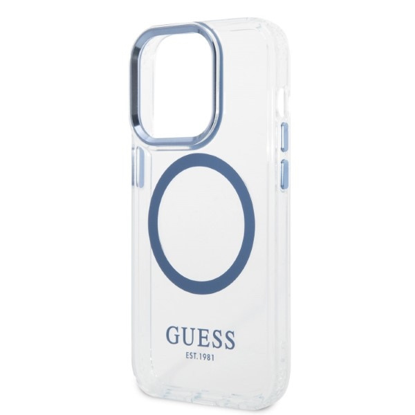 Guess GUHMP14XHTRMB iPhone 14 Pro Max 6,7" modrá/modrá hard case Metal Outline MagSafe