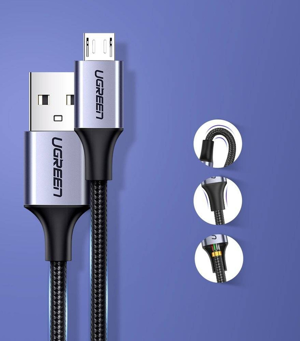 Ugreen kabel USB - kabel micro USB 1m šedý (60146)