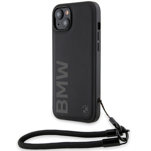 Funda Bmw Bmhcp15m23rmrlk IPhone 15 Plus / 14 Plus 6.7" Negro/negro Durocase Signature Cordón de cuero Wordmark Case