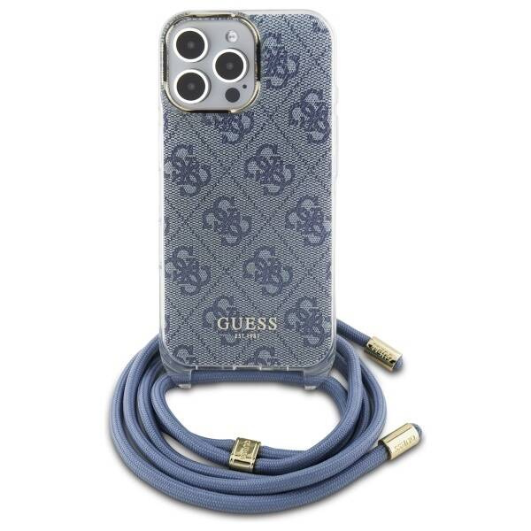 Etui Guess iPhone 16 Pro Max 6.9" niebieski/blue hardcase Crossbody Cord 4G Print