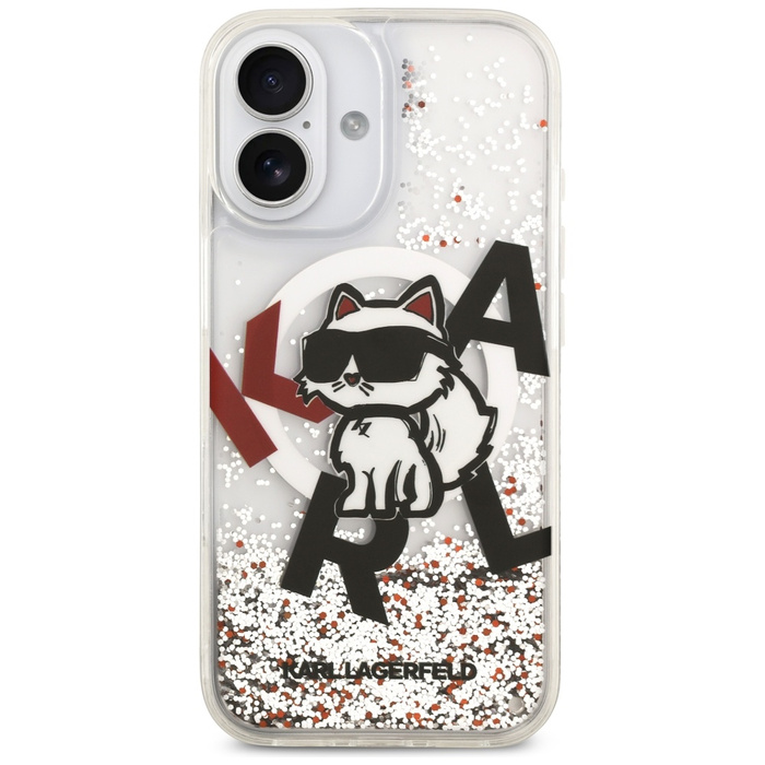 Etui Karl Lagerfeld Liquid Glitter       Choupette Logo MagSafe do iPhone 17 przezroczysty