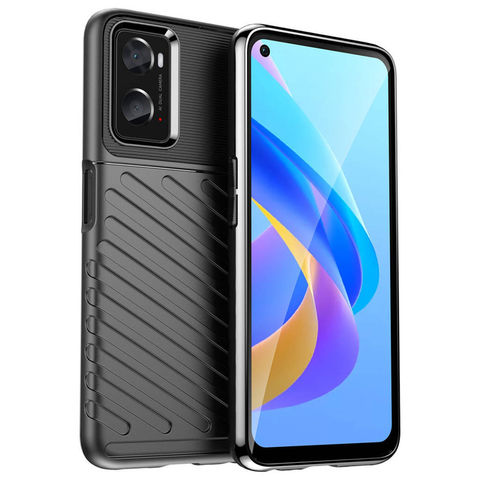 Thunder Case flexible blindé coque housse Oppo A76 / Oppo A36 / Realme 9i noir