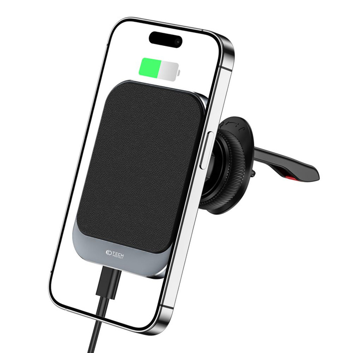 TECH-PROTECT MM15W-V2 MagNETIC MagSafe VENTILAČNÝ DRŽIAK DO AUTA BEZDRÔTOVÁ NABÍJAČKA 15W ČIERNA