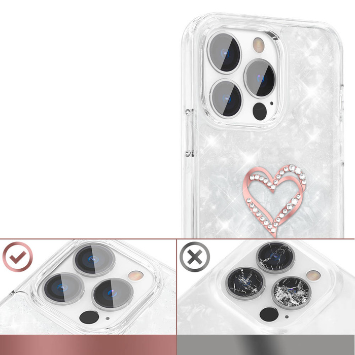 Kingxbar Epoxy Series case cover with original Swarovski crystals iPhone 13 Pro white