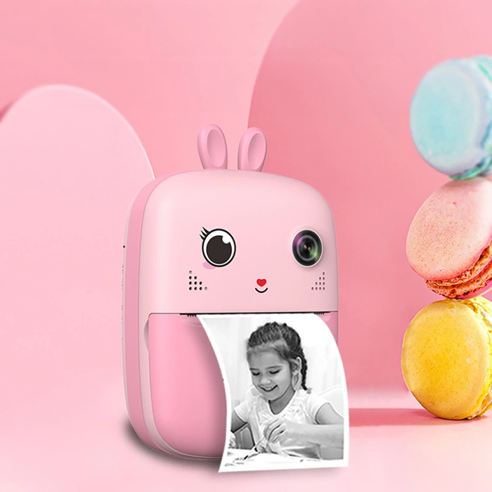 Mini-Thermodrucker für Kinder mit Kamera und Camcorder – rosa