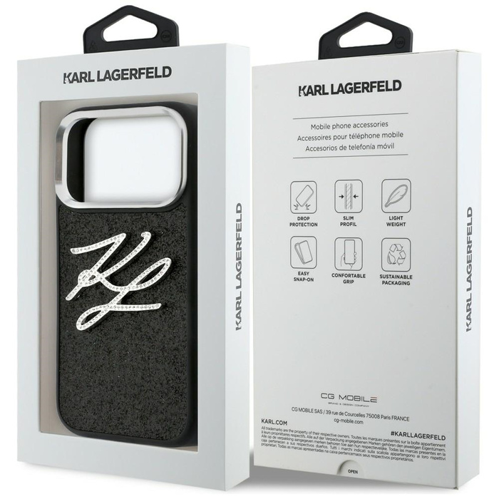 Etui Karl Lagerfeld IML Glitter KL       Diamond Logo do iPhone 17 Pro czarny