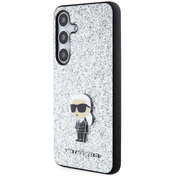 Etui Karl Lagerfeld KLHCS24MGCNPSG S24+ S926 srebrny/silver hardcase Fixed Glitter Ikonik Logo Metal Pin Case