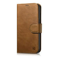iCarer Oil Wax Wallet Case 2in1 case iPhone 14 Plus Leather Flip Cover Anti-RFID marrón (WMI14220723-TN)