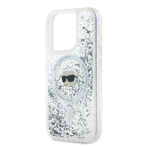 Etui Karl Lagerfeld KLHMP15LLGKISGH iPhone 15 Pro 6.1" hardcase transparent Liquid Glitter Karl Head Magsafe