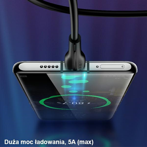 Kábel USAMS USB-C U38 k OPPO HUAWEI 5A rýchle nabíjanie 1m čierna