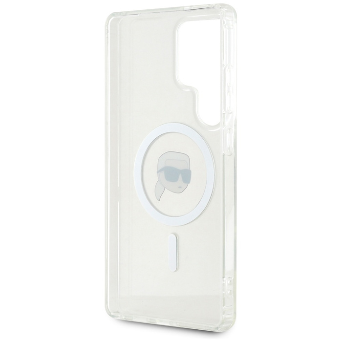 Etui Karl Lagerfeld Button Karl Head      Printed Logo MagSafe do Samsung Galaxy S25 Ultra biały