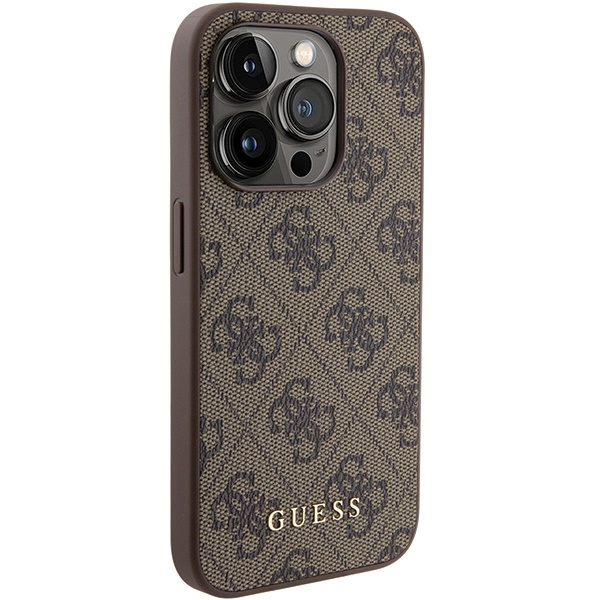 Coque Guess GUHCP15LG4GFBR iPhone 15 Pro 6.1" marron/marron dur case 4G Metal Gold Logo Case