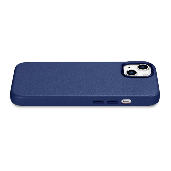 iCarer Custodia in Pelle Custodia in Vera Pelle per iPhone 14 Blu (WMI14220705-BU) (Compatibile MagSafe)