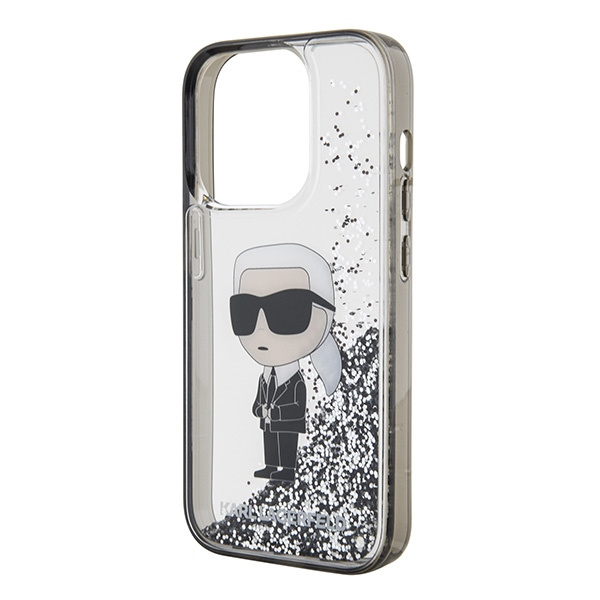 Etui Karl Lagerfeld KLHCP15LLKKNSK iPhone 15 Pro 6.1" transparent hardcase Liquid Glitter Ikonik Case