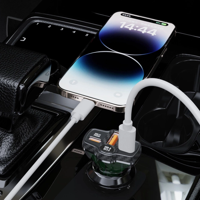 Dudao R78 78W USB-C PD / 2xUSB-A QC Autoladegerät - Schwarz