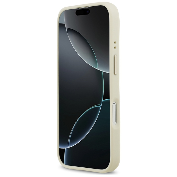 Etui Guess Grained Strass Logo MagSafe   do iPhone 17 beżowy