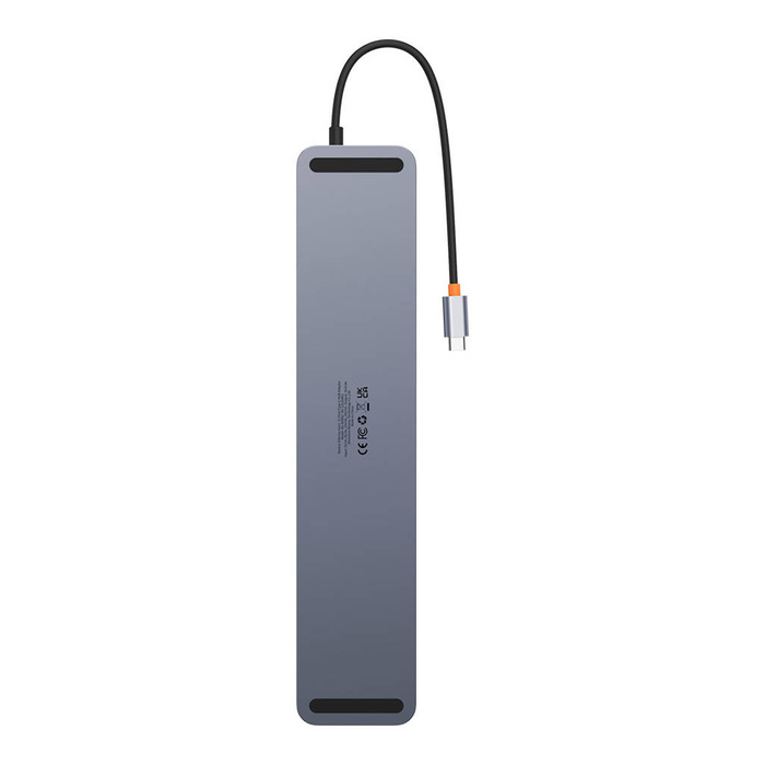 Baseus EliteJoy Gen2 HUB USB universal 12 en 1 con cable USB-C Soporte para portátil de 25 cm USB-A / USB-C / DP / HDMI / SD / TF / RJ45 / conector de 3,5 mm / PD 100 W gris (WKSX030213)